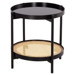 ΒΟΗΘΗΤΙΚΟ ΤΡΑΠΕΖΙ SEITZ HM18031 ΓΥΑΛΙ TOP-ΜΕΤΑΛΛΟ-RATTAN ΣΕ ΦΥΣΙΚΟ Φ50x56Υεκ.