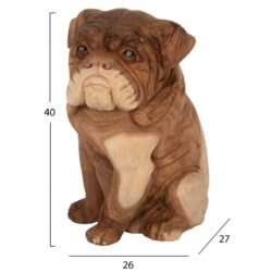 Το διακοσμητικό δαπέδου DOZER BULLDOG είναι ένα όμορφο ξύλινο κομμάτι σκαλισμένο με λεπτομέρεια. Πρόκειται για την μορφή ενός (σκύλου) bulldog σε ΦΥΣΙΚΟ χρώμα του ξύλου. Το διακοσμητικό αυτό σίγουρα θα τραβήξει τα βλέμματα και είναι ιδανικό τόσο για το σπίτι