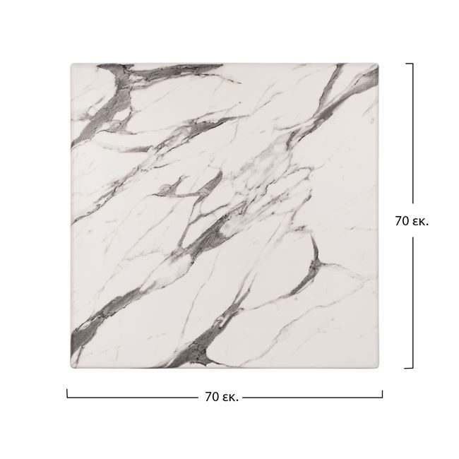 Επιφάνεια τραπεζιού werzalit 70X70 σε χρώμα white marble.