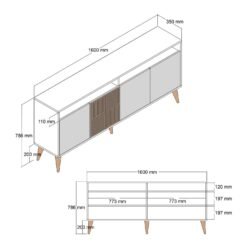 Ο μπουφές ΗΜ9506.02 είναι ένα επιβλητικό έπιπλο όπου κι αν τον τοποθετήσετε. Έχει ψηλά και πλαγιαστά πόδια σε καρυδί απόχρωση και δύο μεγάλα ντουλάπια με ράφι