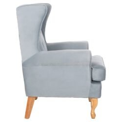 σε BABY BLUE χρώμα με ξύλινα πόδια σε ΦΥΣΙΚΟ χρώμα ξύλου. Τα εμπρός πόδια έχουν όμορφο σκαλιστό σχέδιο