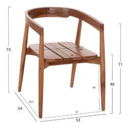 Η πολυθρόνα τραπεζαρίας ADONIS είναι εξολοκλήρου κατασκευασμένη από ποιοτικό ξύλο ΤΕΑΚ σε ΦΥΣΙΚΟ χρώμα. Το κάθισμα είναι άνετο