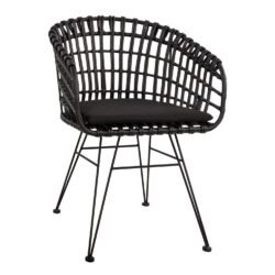 ΠΟΛΥΘΡΟΝΑ ΤΥΠΟΥ ΦΩΛΙΑ ΜΕΤΑΛΛΙΚΗ ALLEGRA HM5456.02 ΜΕ WICKER ΜΑΥΡΟ 59Χ56