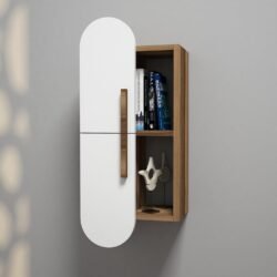 συνδυάζει το μοντέρνο design με την πρακτικότητα. Αποτελείται από μια διάταξη 4 ραφιών σε μορφή κύβων εκ των οποίων οι δύο κλείνουν με δύο πόρτες μοντέρνες σε ΛΕΥΚΟ χρώμα.<br  width=