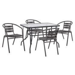 ΣΕΤ ΤΡΑΠΕΖΑΡΙΑΣ 5ΤΜΧ ADAM HM21220.01 ΚΑΡΕΚΛΕΣ ΜΕΤΑΛΛΙΚΕΣ & ΤΡΑΠΕΖΙ 110x60 ΓΚΡΙ