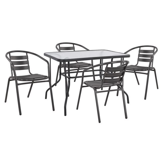 ΣΕΤ ΤΡΑΠΕΖΑΡΙΑΣ 5ΤΜΧ ADAM HM21220.01 ΚΑΡΕΚΛΕΣ ΜΕΤΑΛΛΙΚΕΣ & ΤΡΑΠΕΖΙ 110x60 ΓΚΡΙ