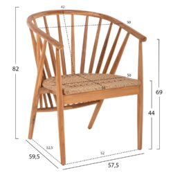 και από 4 καρέκλες τραπεζαρίας PERMAINE κατασκευασμένες εξολοκλήρου από ξύλο teak με κάθισμα από P.E. σχοινί