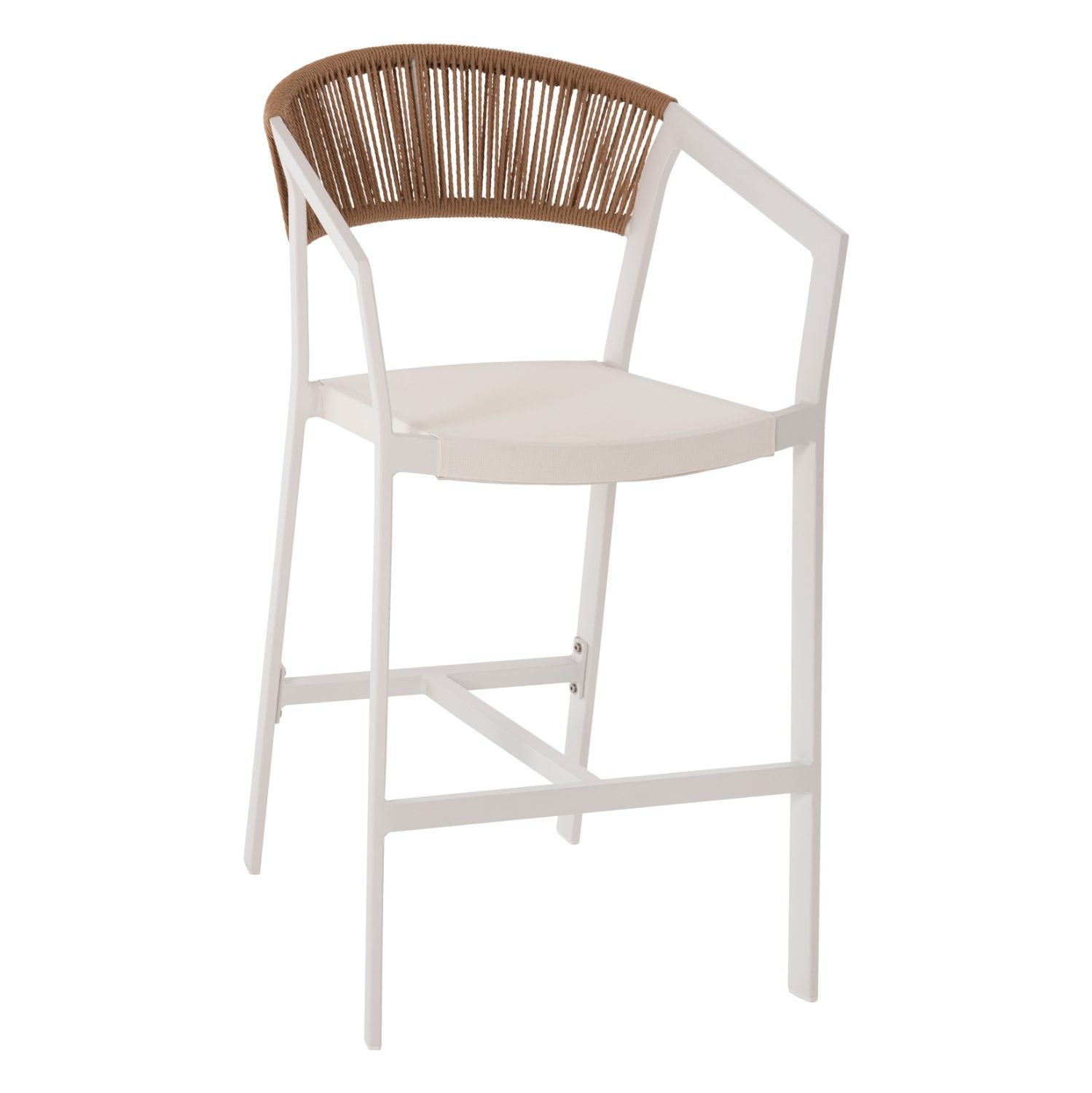 ΣΚΑΜΠΟ ΑΛΟΥΜΙΝΙΟΥ MIRI HM5892.12 ΜΕΣΑΙΟΥ ΥΨΟΥΣ RATTAN & TEXTLINE ΛΕΥΚΟ ΜΠΕΖ 55x56,5x99Y
