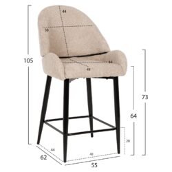 HM8586.02- -Επαγγελματικό σκαμπό bar σε ΕΚΡΟΥ χρώμα με ΜΑΥΡΑ μεταλλικά πόδια. Τα πόδια ενώνονται μεταξύ τους περίπου στη μέση τους με μια μεταλλική ράγα. Το σκαμπό είναι λιτό