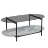 ΤΡΑΠΕΖΙ ΣΑΛΟΝΙΟΥ ΟΒΑΛ KITTY HM18040 ΓΥΑΛΙ ΦΙΜΕ TOP-GREY MARBLE ΜΕΛΑΜΙΝΗ 110x50x43Υεκ
