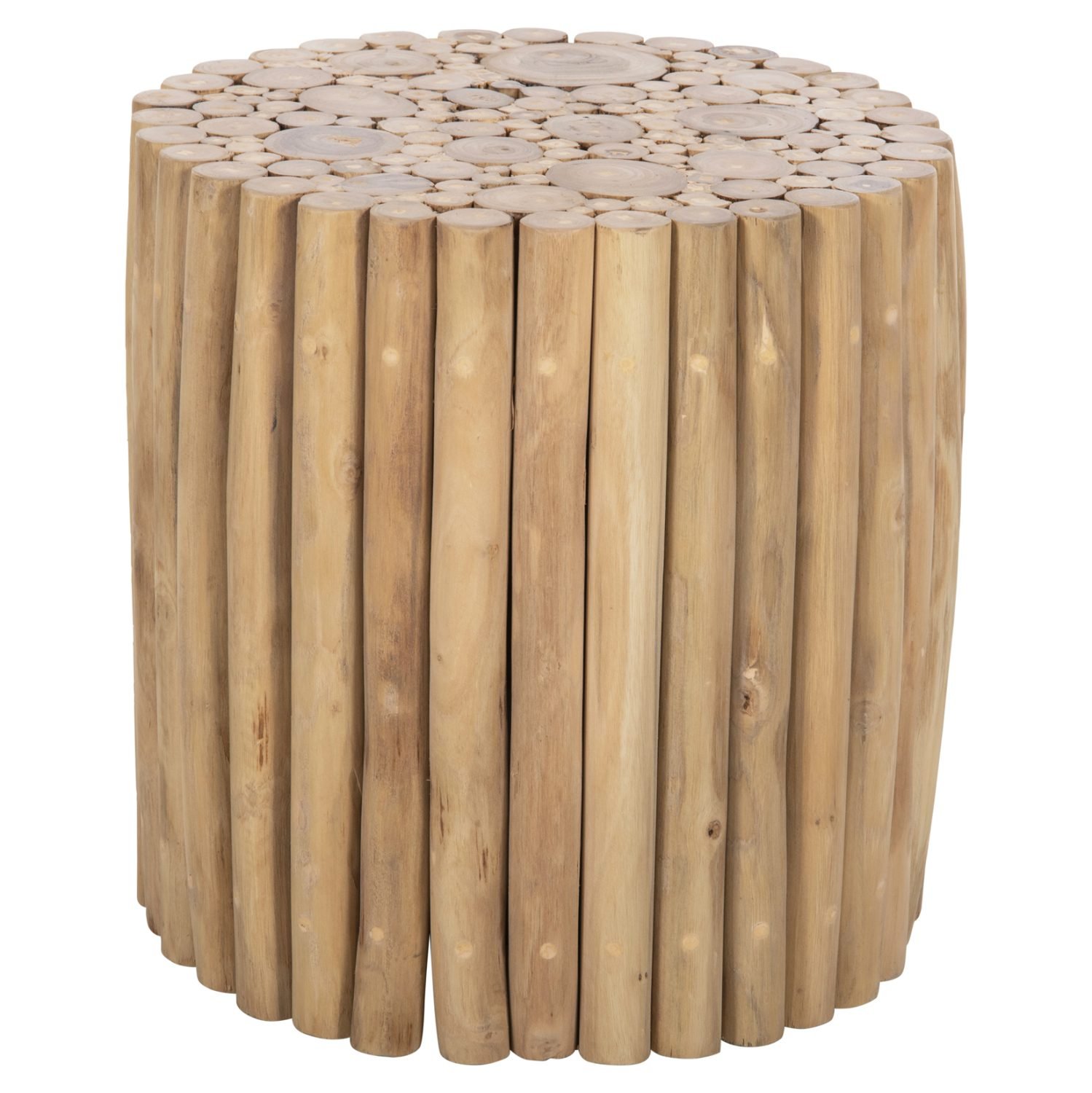 ΤΡΑΠΕΖΙ ΣΑΛΟΝΙΟΥ ΣΤΡΟΓΓΥΛΟ COOTER HM9865 ΚΛΑΔΙΑ TEAK-ΦΥΣΙΚΟ Φ39x40