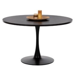 ΤΡΑΠΕΖΙ ΤΡΑΠΕΖΑΡΙΑΣ ROLLO HM9422.12 ΣΤΡΟΓΓΥΛΟ BLACK MARBLE Φ120x74Yεκ.
