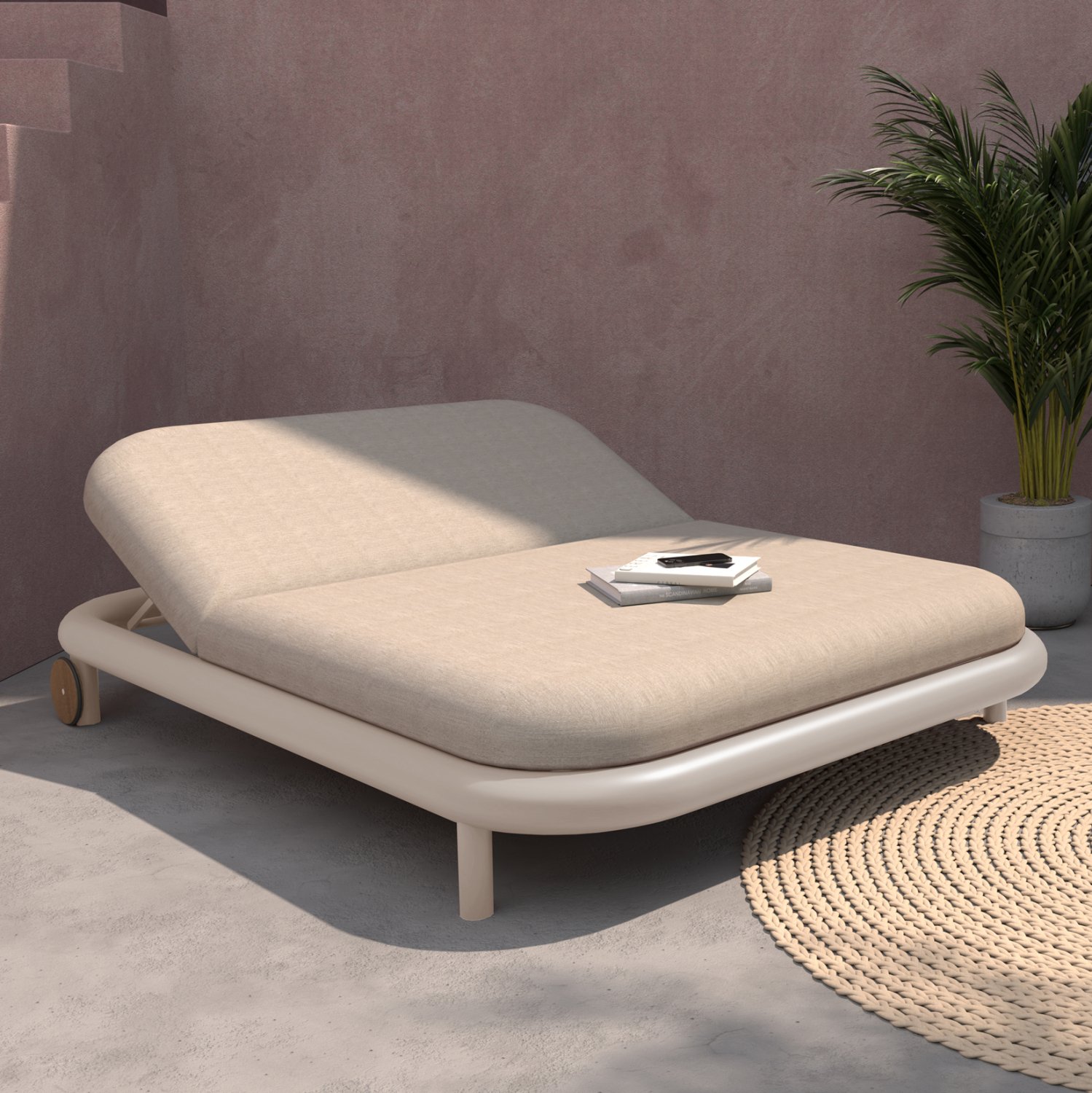 DAYBED ΔΙΠΛΟ ΣΕΙΡΑ EUTOPIA SM6238.02 ΚΡΕΜ ΑΛΟΥΜΙΝΙΟ-ΜΠΕΖ OLEFIN 212x155x38Υεκ