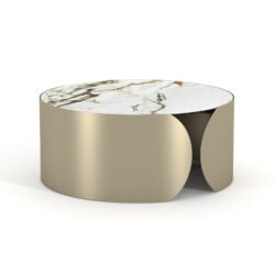 ΤΡΑΠΕΖΙ ΣΑΛΟΝΙΟΥ ΣΕΙΡΑ OBSESSION SM18089 ΚΕΡΑΜΙΚΟ TOP & ΓΥΑΛΙ-ΜΕΤΑΛΛΟ Φ80x35Yεκ