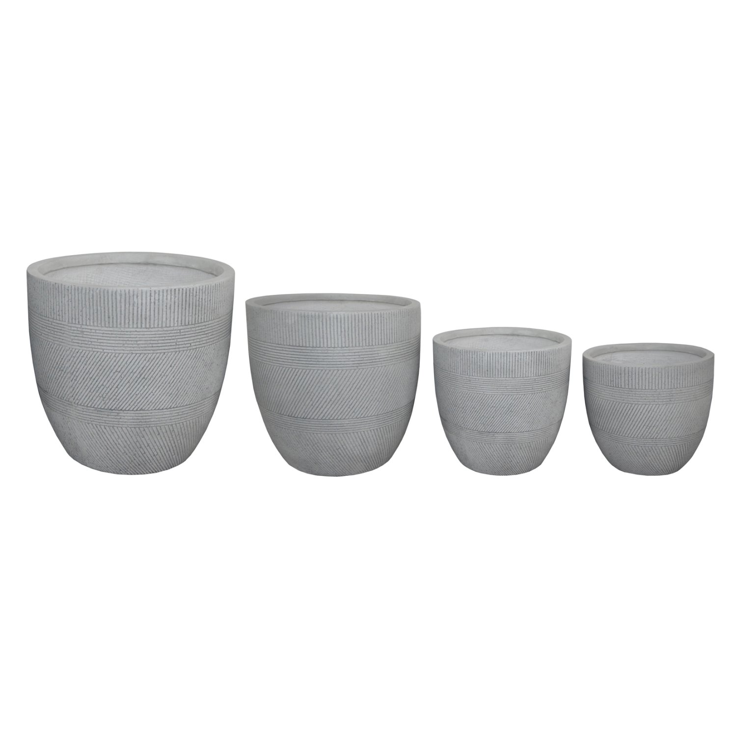 ΣΕΤ 4ΤΜΧ ΓΛΑΣΤΡΕΣ ΣΤΡΟΓΓΥΛΕΣ ΣΕΙΡΑ GARDENER HM4719 FIBERCLAY-ΧΡΩΜΑ CEMENT Φ44x43Υεκ