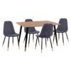 ΣΕΤ ΤΡΑΠΕΖΑΡΙΑΣ 5ΤΜΧ ALIZA HM11196.01 MDF TOP-ΒΕΛΟΥΔΟ ΓΚΡΙ & ΜΕΤΑΛΛΟ ΜΑΥΡΟ