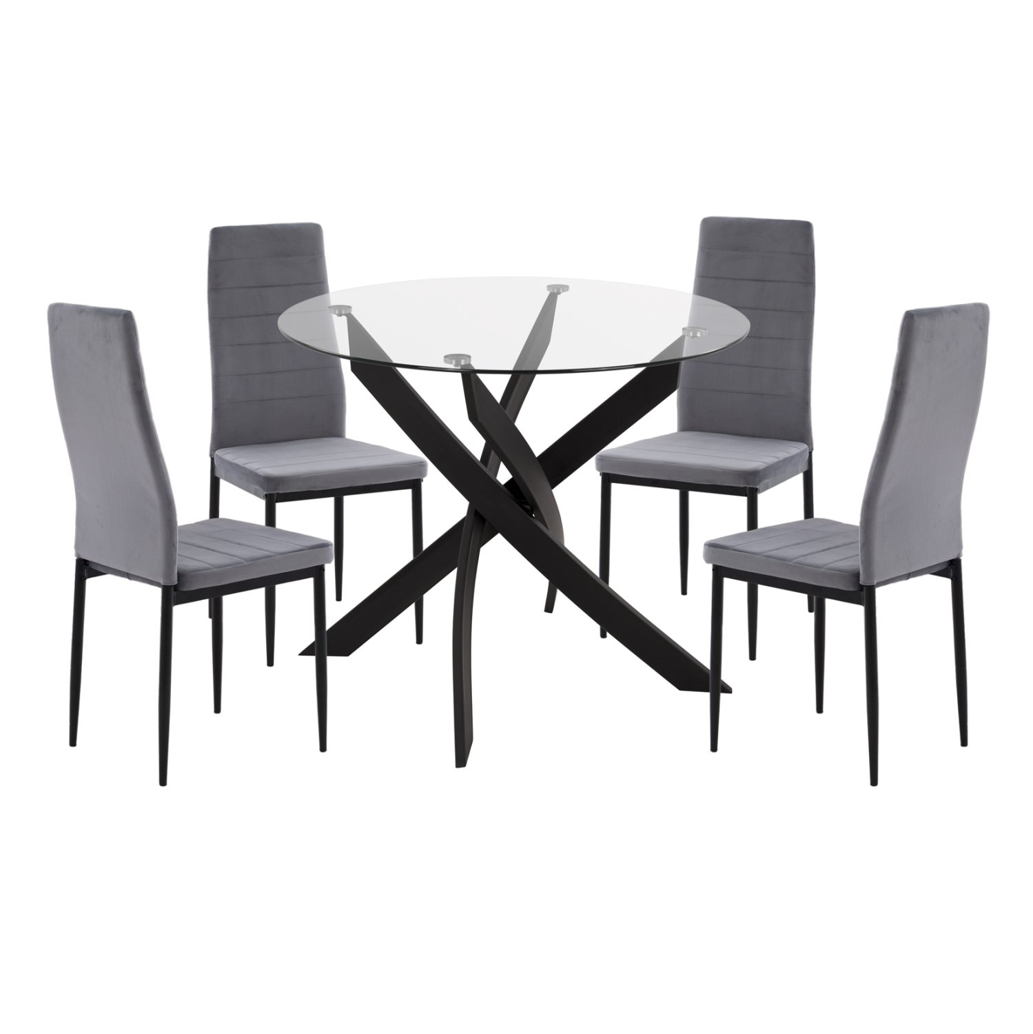 ΣΕΤ ΤΡΑΠΕΖΑΡΙΑΣ 5ΤΜΧ LADY HM21199.01 ΓΥΑΛΙ--ΜΕΤΑΛΛΟ ΣΕ ΜΑΥΡΟ & ΒΕΛΟΥΔΟ ΓΚΡΙ