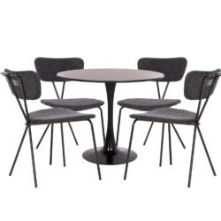 ΣΕΤ ΤΡΑΠΕΖΑΡΙΑΣ 5ΤΜΧ BROLIN HM21200 MDF TOP & ΜΕΤΑΛΛΟ ΜΑΥΡΟ-ΣΚΟΥΡΟ ΓΚΡΙ ΥΦΑΣΜΑ