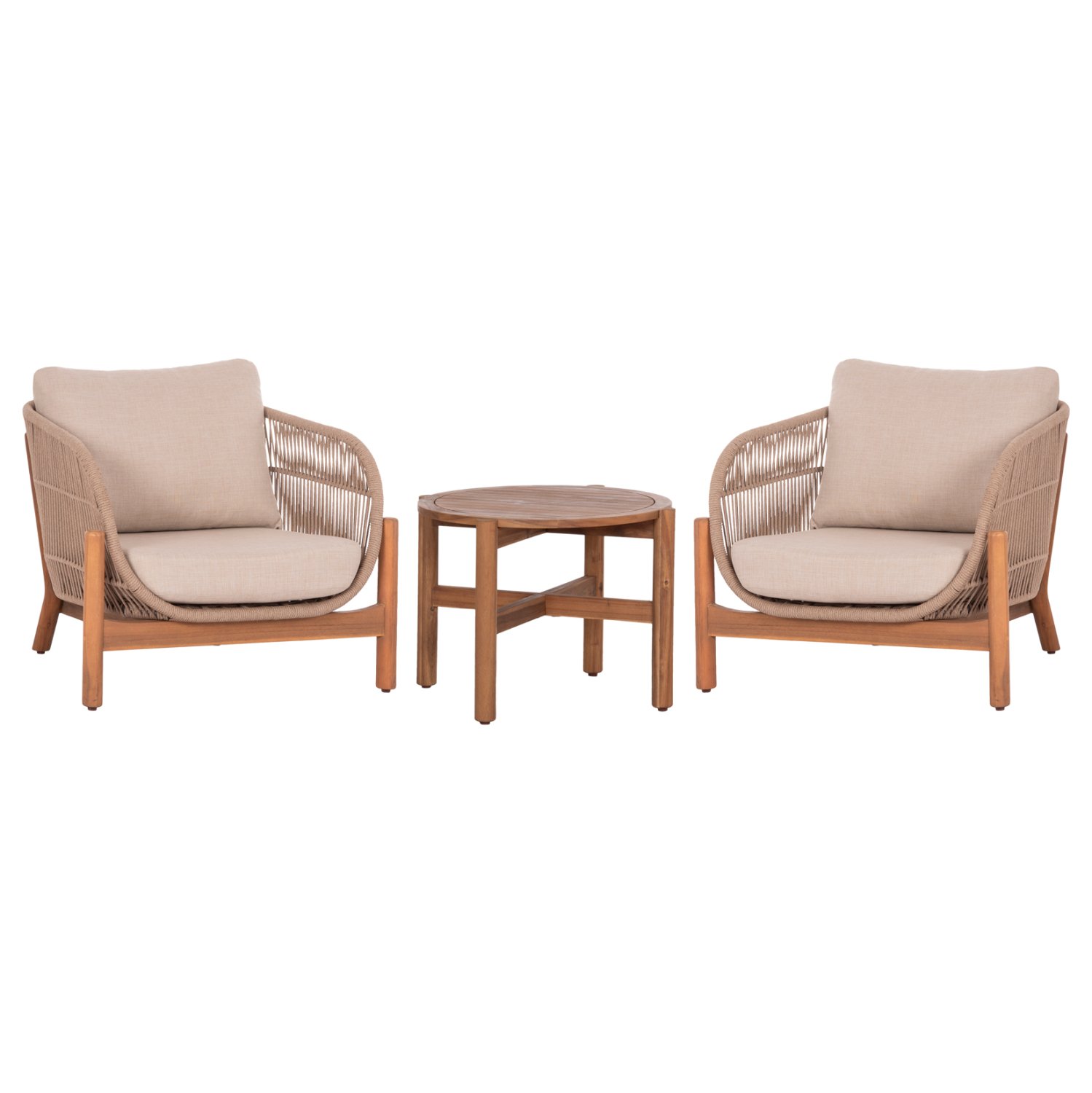 LOUNGE ΣΕΤ SANJI HM21214 ΤΡΑΠΕΖΙ & 2 ΠΟΛΥΘΡΟΝΕΣ--ΞΥΛΟ ΑΚΑΚΙΑΣ-ΑΛΟΥΜΙΝΙΟ-ΣΧΟΙΝΙ
