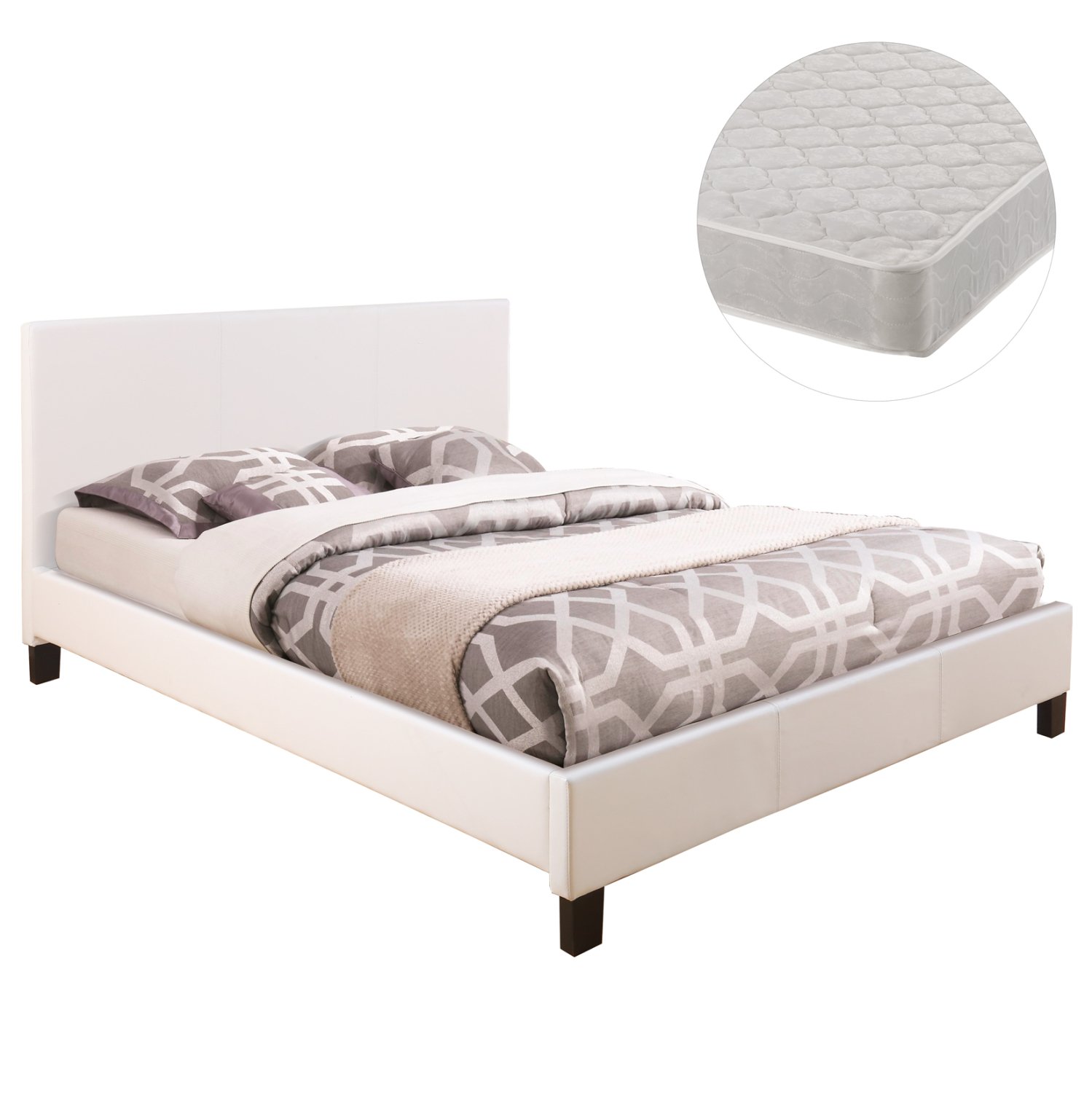 ΚΡΕΒΑΤΙ ΜΕ ΣΤΡΩΜΑ BECCA HM21283.01 ΛΕΥΚΟ PU--ΓΙΑ 150x200εκ