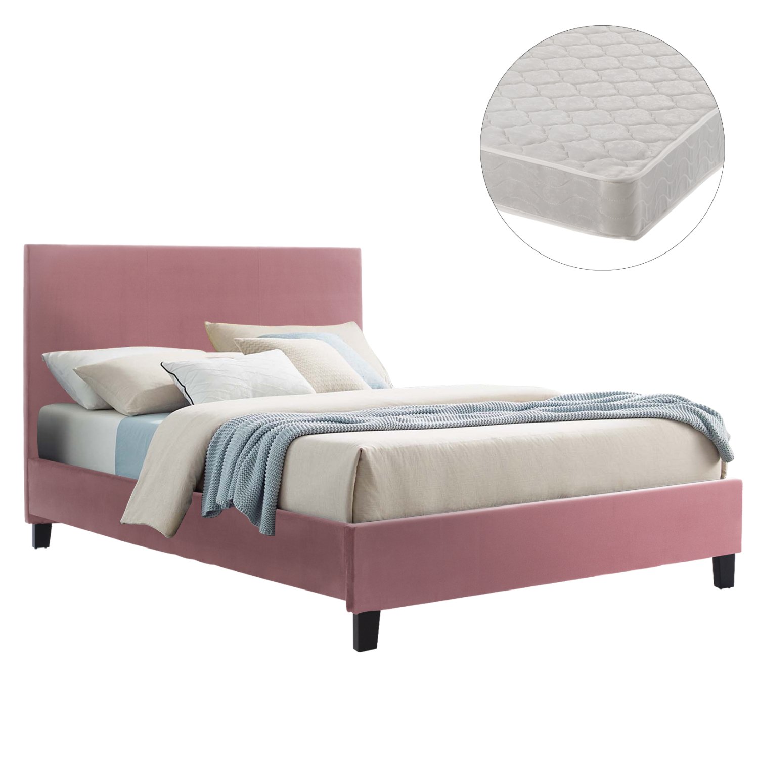 ΚΡΕΒΑΤΙ ΜΕ ΣΤΡΩΜΑ BECCA HM21283.05 ΣΑΠΙΟ ΜΗΛΟ ΒΕΛΟΥΔΟ--ΓΙΑ 150x200εκ