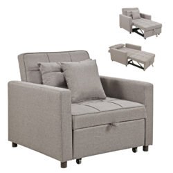 ΠΟΛΥΘΡΟΝΑ-ΚΡΕΒΑΤΙ MERO HM3306.03 ΜΠΕΖ ΥΦΑΣΜΑ 100x90x83Υεκ.