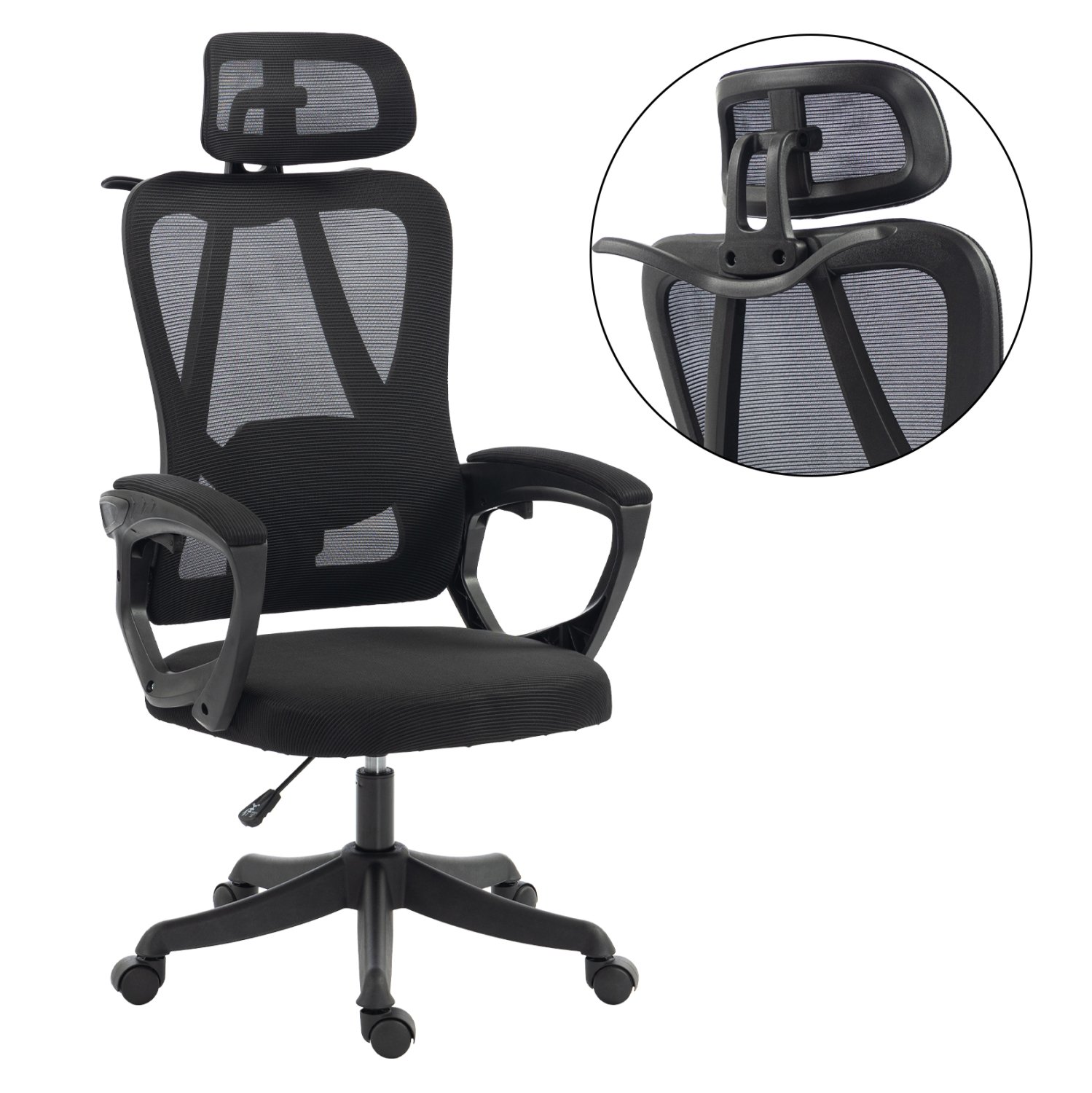 ΚΑΡΕΚΛΑ ΓΡΑΦΕΙΟΥ FRANTIC HM1224.01 ΜΑΥΡO MESH & ΠΟΛΥΠΡΟΠΥΛΕΝΙΟ 60x60x134Υεκ