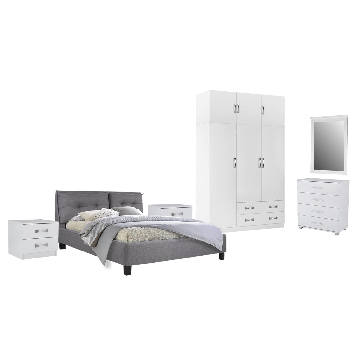 ΣΕΤ ΚΡΕΒΑΤΟΚΑΜΑΡΑΣ 6ΤΜΧ CARLY HM10884.05 ΜΕΛΑΜΙΝΗ ΛΕΥΚΗ-ΥΦΑΣΜΑ ΓΚΡΙ