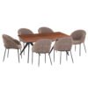 ΣΕΤ ΤΡΑΠΕΖΑΡΙΑΣ 7ΤΜΧ DRENNY HM10936.03 MDF TOP ΚΑΡΥΔΙ--ΥΦΑΣΜΑ TAUPE & ΜΕΤΑΛΛΟ ΜΑΥΡΟ