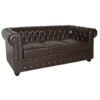 ΚΑΝΑΠΕΣ 3ΘΕΣΙΟΣ T.CHESTERFIELD HM3009.01 ΤΕΧΝΟΔΕΡΜΑ ΣΚΟΥΡΟ ΚΑΦΕ 208x90x73Υ εκ.