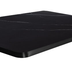 διάστασης 120x80εκ σε χρωματικό σχήμα ΜΑΥΡΟ ΜΑΡΜΑΡΟ με ΜΑΥΡΟ περιμετρικό πλαίσιο («δαχτυλίδι») αλουμινίου πάχους 3εκ. Μια επιφάνεια ανώτερης ποιότητας που ακολουθεί την τελευταία τάση στους χώρους εστίασης!  <br  width=