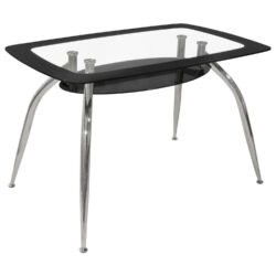 ΤΡΑΠΕΖΙ NORRIS 120Χ75Χ75ΕΚ HM0086.02 ΓΥΑΛΙΝΟ ΜΑΥΡΟ